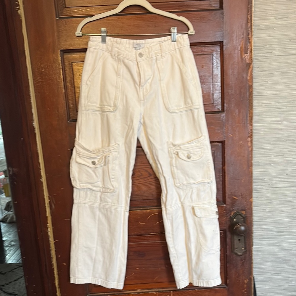 Forever 21 White Cargo Jeans